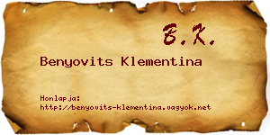 Benyovits Klementina névjegykártya